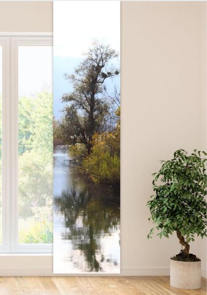 Flächenvorhang Herbst am Fluss, Schiebevorhang, Schiebegardine, modern, 60 cm breit, 2,65 m hoch, 3 m hoch